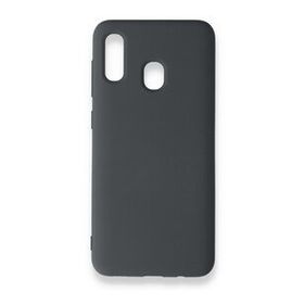Alan Şanslı Samsung Galaxy A20 Nano İçi Kadife Silikon Gri Kılıf