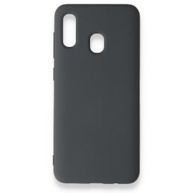 Alan Şanslı Samsung Galaxy A20 Nano İçi Kadife Silikon Gri Kılıf