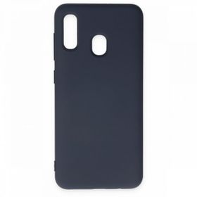 Alan Şanslı Samsung Galaxy A20 Nano İçi Kadife Silikon Lacivert Kılıf