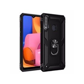 Alan Şanslı Samsung Galaxy A20S Sofya Yüzüklü Silikon Kapak Siyah Kılıf