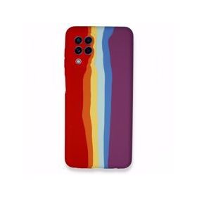 Alan Şanslı Samsung Galaxy A22 Ebruli Lansman Silikon Kırmızı Mor Kılıf