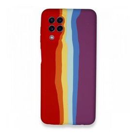 Alan Şanslı Samsung Galaxy A22 Ebruli Lansman Silikon Kırmızı Mor Kılıf