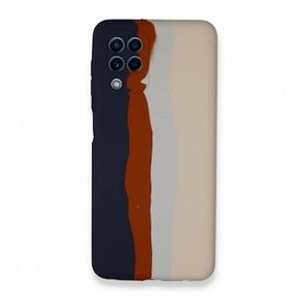 Alan Şanslı Samsung Galaxy A22 Ebruli Lansman Silikon Lacivert Krem Kılıf