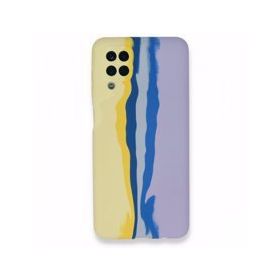 Alan Şanslı Samsung Galaxy A22 Ebruli Lansman Silikon Sarı Lila Kılıf