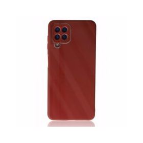 Alan Şanslı Samsung Galaxy A22 Glass Kapak Bordo Kılıf