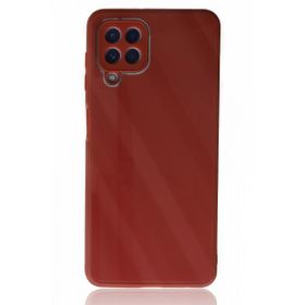 Alan Şanslı Samsung Galaxy A22 Glass Kapak Bordo Kılıf