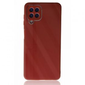 Alan Şanslı Samsung Galaxy A22 Glass Kapak Bordo Kılıf