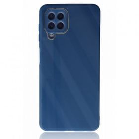 Alan Şanslı Samsung Galaxy A22 Glass Kapak Mavi Kılıf