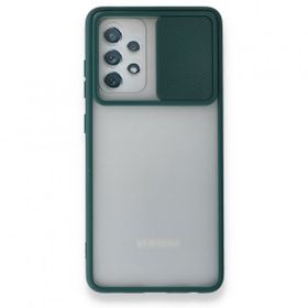 Alan Şanslı Samsung Galaxy A52 Palm Buzlu Kamera Sürgülü Silikon Yeşil Kılıf