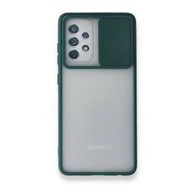 Alan Şanslı Samsung Galaxy A52 Palm Buzlu Kamera Sürgülü Silikon Yeşil Kılıf