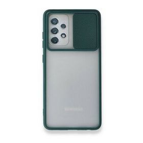 Alan Şanslı Samsung Galaxy A52 Palm Buzlu Kamera Sürgülü Silikon Yeşil Kılıf
