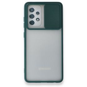 Alan Şanslı Samsung Galaxy A52 Palm Buzlu Kamera Sürgülü Silikon Yeşil Kılıf