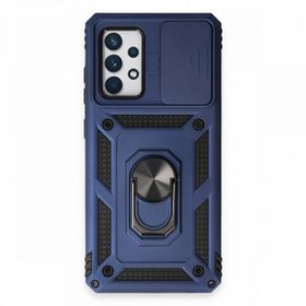 Alan Şanslı Samsung Galaxy A52 Pars Lens Yüzüklü Silikon Lacivert Kılıf