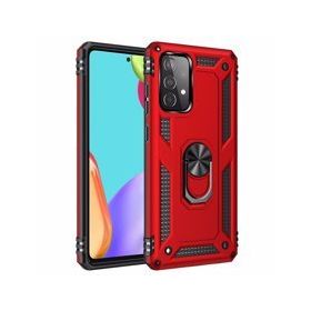 Alan Şanslı Samsung Galaxy A52 Sofya Yüzüklü Silikon Kapak Kırmızı Kılıf