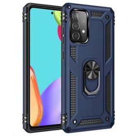 Alan Şanslı Samsung Galaxy A52 Sofya Yüzüklü Silikon Kapak Lacivert Kılıf