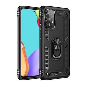 Alan Şanslı Samsung Galaxy A52 Sofya Yüzüklü Silikon Kapak Siyah Kılıf