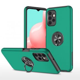 Alan Şanslı Samsung Galaxy A72 Elit Yüzüklü Kapak Yeşil Kılıf