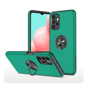 Alan Şanslı Samsung Galaxy A72 Elit Yüzüklü Kapak Yeşil Kılıf
