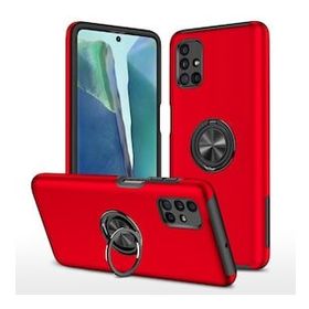 Alan Şanslı Samsung Galaxy M51 Elit Yüzüklü Kapak Kırmızı Kılıf