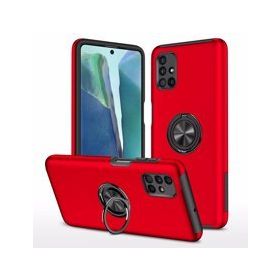 Alan Şanslı Samsung Galaxy M51 Elit Yüzüklü Kapak Kırmızı Kılıf
