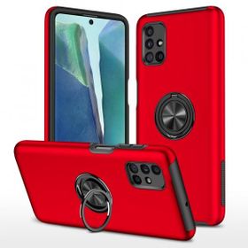 Alan Şanslı Samsung Galaxy M51 Elit Yüzüklü Kapak Kırmızı Kılıf