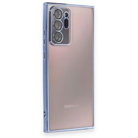 Alan Şanslı Samsung Galaxy Note 20 Ultra Razer Lensli Silikon Açık Mavi Cep Telefonu Kılıfı