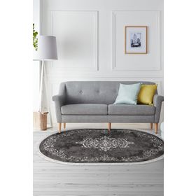 Alanur Home Alanur Star Kaymaz Pamuk Tabanlı Saçaklı Dijital Siyah 80x120 cm Salon Halı