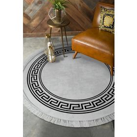 Alanur Home Alanur Star Pamuk Tabanlı Saçaklı Dijital Gri 80x150 cm Salon Halı