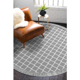 Alanur Home Alanur Star Pamuk Tabanlı Saçaklı Dijital Gri 80x150 cm Salon Halı