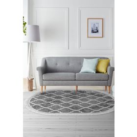 Alanur Home Alanur Trend Kaymaz Dod Tabanlı Saçaklı Dijital Gri 80x120 cm Salon Halı