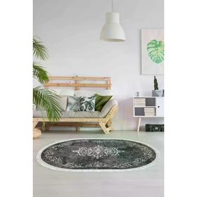 Alanur Home Alanur Trend Kaymaz Dod Tabanlı Saçaklı Dijital Gri 80x150 cm Salon Halı