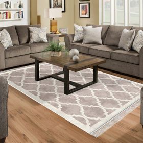 Alanur Home Alanur Trend Kaymaz Dod Tabanlı Saçaklı Dijital Krem 80x150 cm Salon Halı