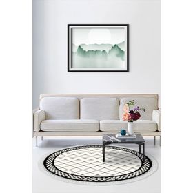 Alanur Home Alanur Trend Kaymaz Dod Tabanlı Saçaklı Dijital Krem 80x150 cm Salon Halı