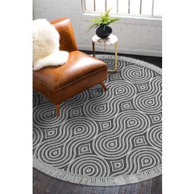 Alanur Home Alanur Yıldız Kaymaz Deri Tabanlı Saçaklı Dijital Gri 80x150 cm Salon Halı