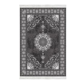 Alanur Home Alanur Yıldız Kaymaz Deri Tabanlı Saçaklı Dijital Gri 80x150 cm Salon Halı