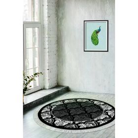 Alanur Home Alanur Yıldız Kaymaz Deri Tabanlı Saçaklı Dijital Siyah 80x150 cm Salon Halı