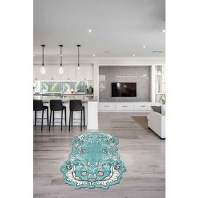 Alanur Home Karanfil Lazer Kesim Kaymaz Taban Dijital Baskı Renkli 80x150 cm Salon Halı