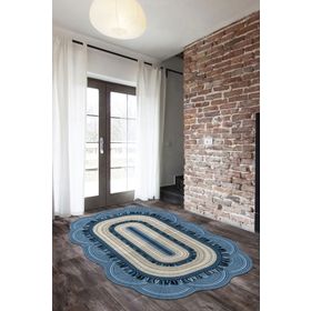 Alanur Home Lilyum Lazer Kesim Kaymaz Taban Dijital Baskı Mavi 80x150 cm Salon Halı