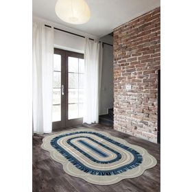 Alanur Home Lilyum Lazer Kesim Kaymaz Taban Dijital Baskı Mavi 80x150 cm Salon Halı