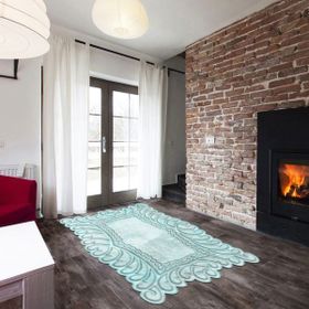 Alanur Home Yıldız Lazer Kesim Kaymaz Taban Dijital Baskı Mavi 80x150 cm Salon Halı
