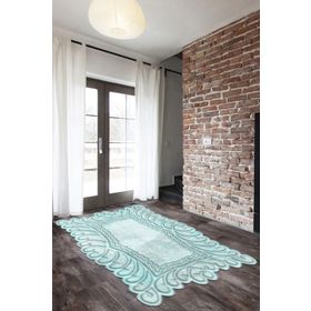 Alanur Home Yıldız Lazer Kesim Kaymaz Taban Dijital Baskı Mavi 80x150 cm Salon Halı