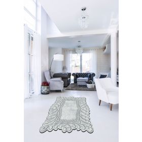 Alanur Home Yıldız Lazer Kesim Kaymaz Taban Dijital Baskı Mavi 80x150 cm Salon Halı
