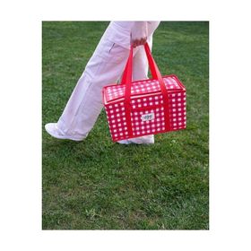 Alas 35x20x20 cm Kırmızı Ekoseli Termo Lüks Piknik Çantası