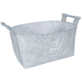 Alas Keçe Dikdörtgen 15x15x14 cm Gri Tahta Saplı Mini Sepet