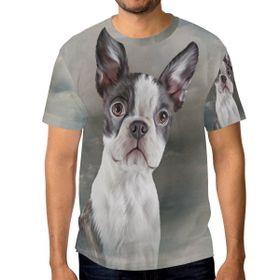 Alaza Boston Terrier Köpek Vintage Kısa Kollu Gündelik Erkek Tişört