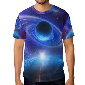 Alaza Galaxy and Planet Uzay Gündoğumu Kısa Kollu Erkek Tişört