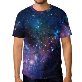 Alaza Renkli Galaksi Nebula Stars Universe Kısa Kollu Erkek Tişört