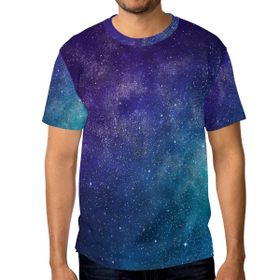 Alaza Renkli Galaxy Star and Nebula Universe Kısa Kollu Erkek Tişört