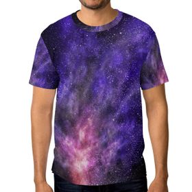 Alaza Renkli Galaxy Star and Nebula Universe Kısa Kollu Erkek Tişört