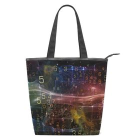 Alaza Tote Kanvas Soyut Ağ Numarası 14×4.5×15 inç Çoklu Kadın Omuz El Çantası